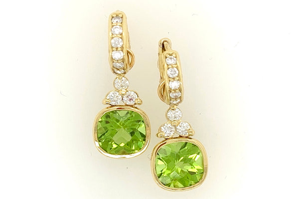 Peridot and Diamond Charm Earrings