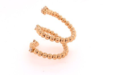 Spiral Gold and Diamond Bead Ring