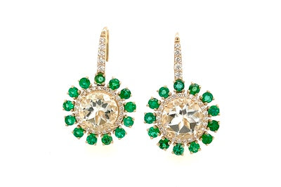 Emerald and Green Amethyst Earrings