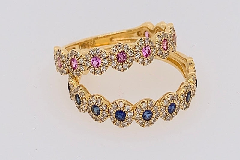 Pink Sapphire and Diamond Bands