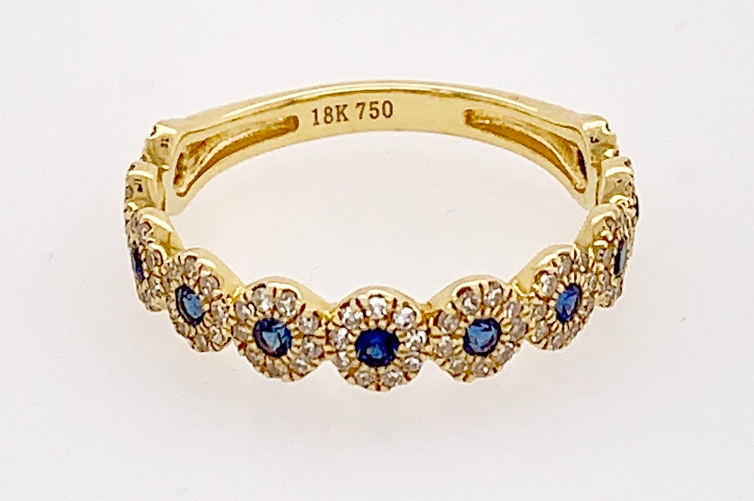 Blue Sapphire and Diamond Bands