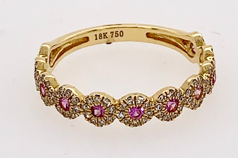 Pink Sapphire and Diamond Bands