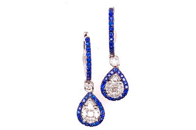 Sapphire and Diamond Teardrop Earrings