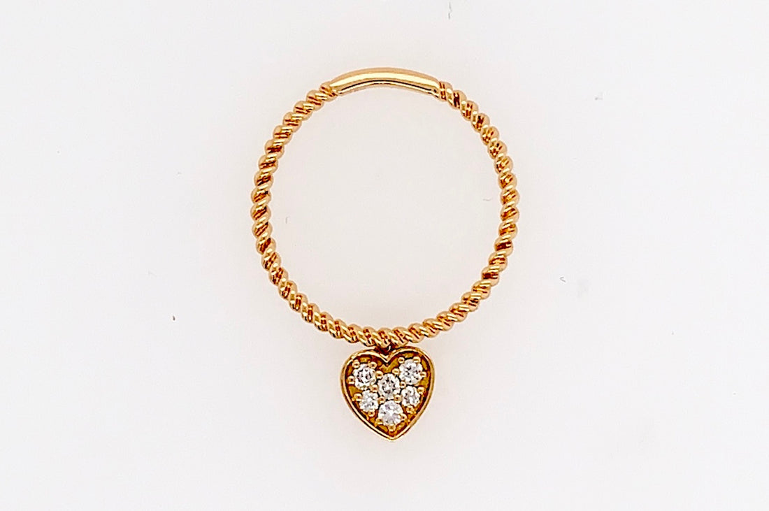 Twist Band With Diamond Heart Charm