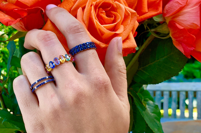 Oval Sapphire Rainbow Ring