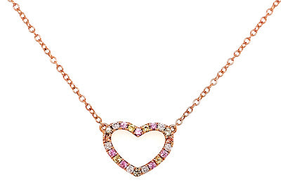 Sapphire and Diamond Open Heart Necklace