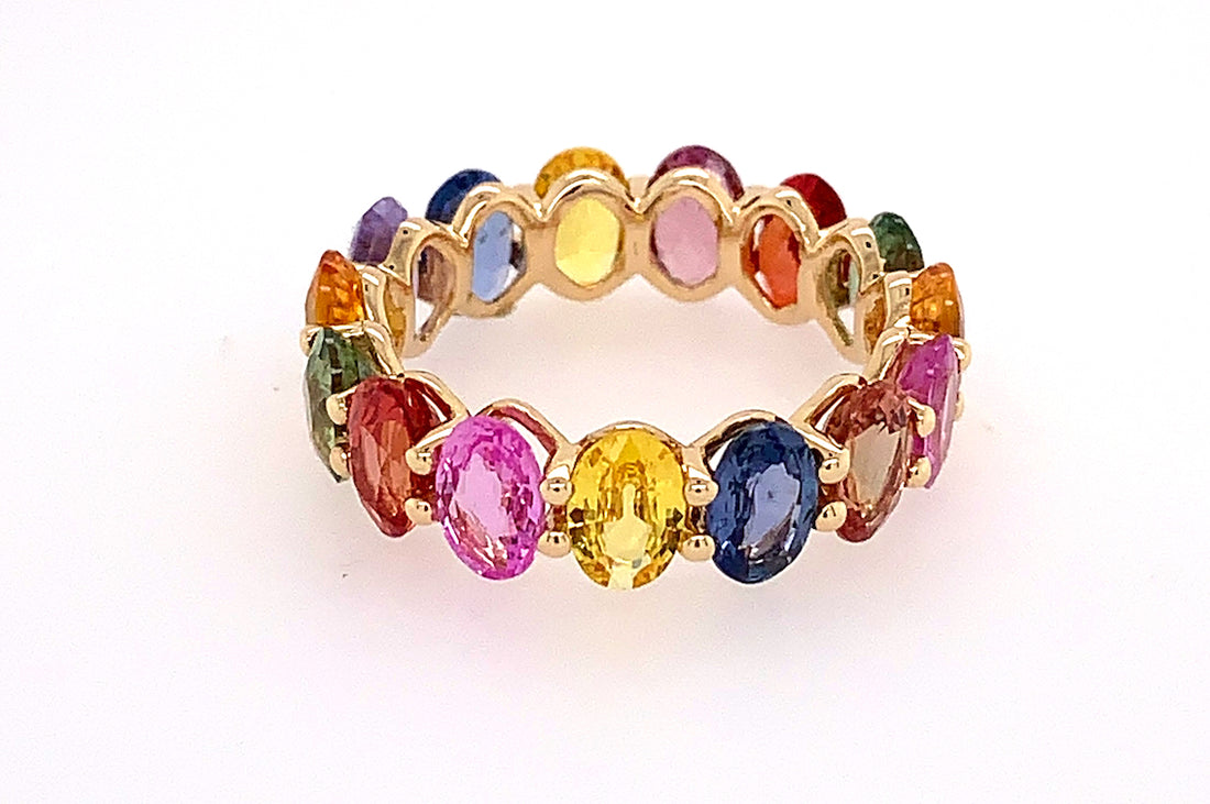 Oval Sapphire Rainbow Ring