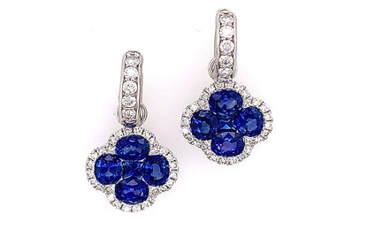 Blue Sapphire and Diamond Clover Charms