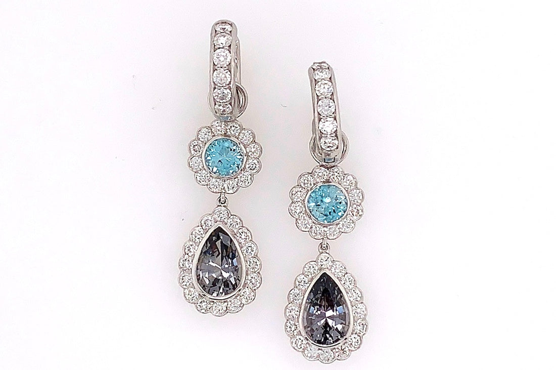 Blue Zircon and Grey Spinel Charms