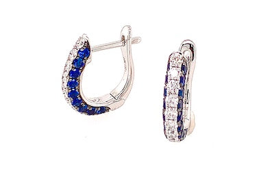 Sapphire Lined Diamond Huggies