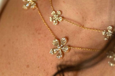 Large Diamond Flower Necklace