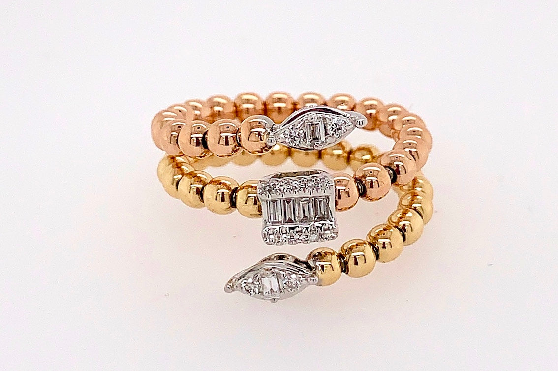 Diamond and Gold Bead Wrap Ring