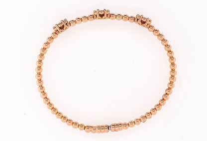 Diamond Cluster Gold Bead Bracelet