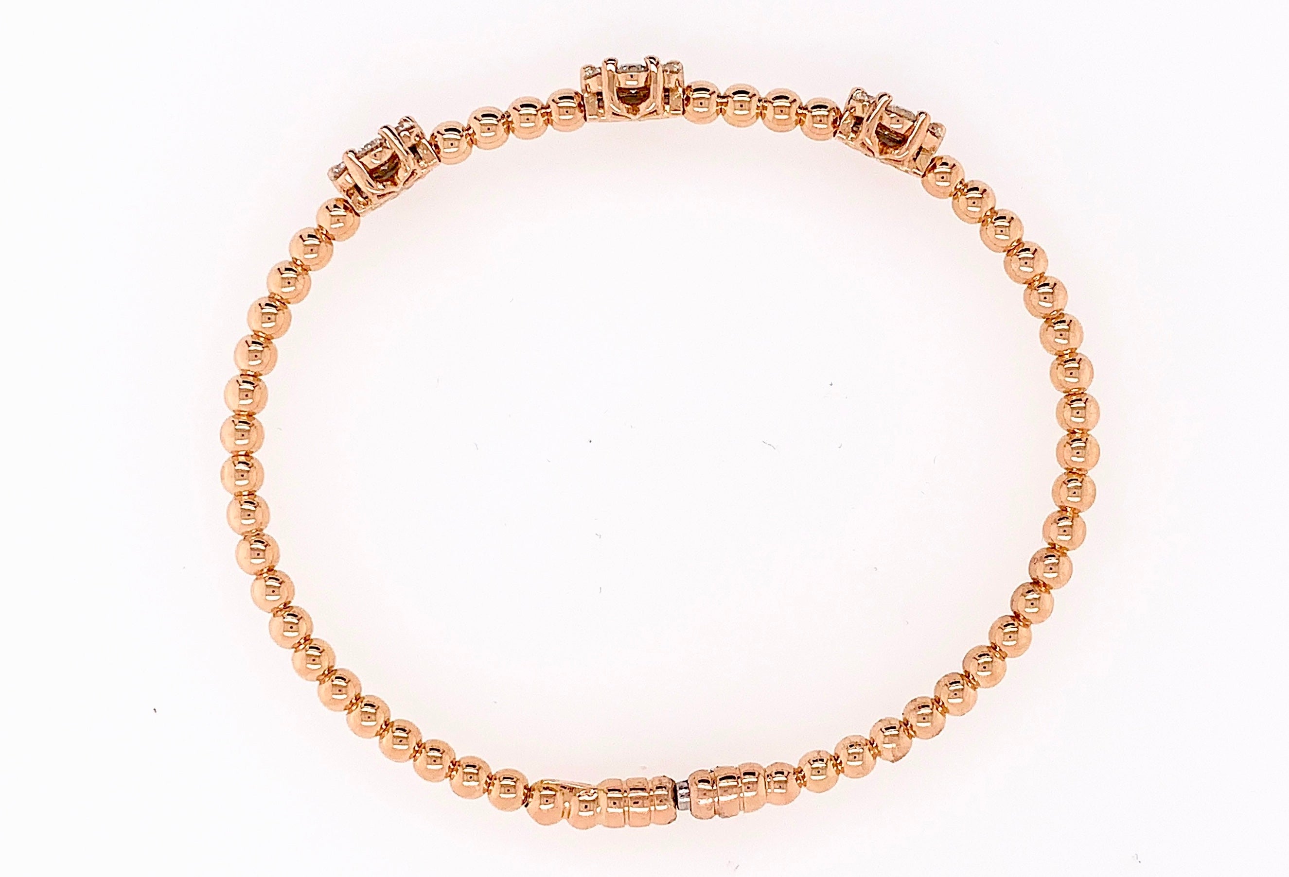 Diamond Cluster Gold Bead Bracelet