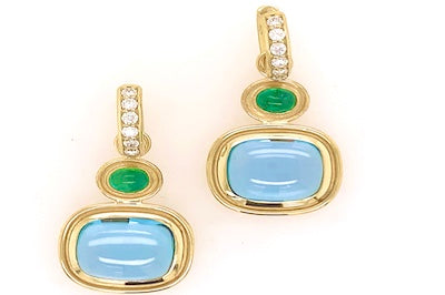 Emerald and Blue Topaz Charm Earrings