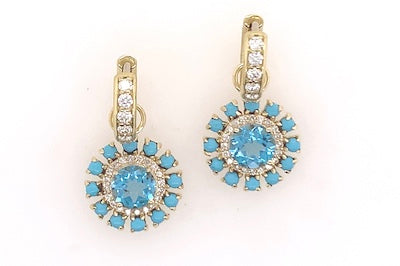 Blue Topaz and Turquoise Positano Charm Earrings