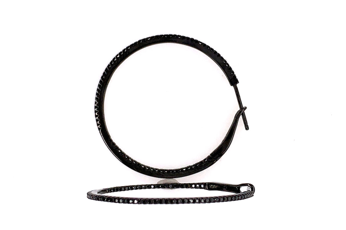 Black Micro Diamond Hoops