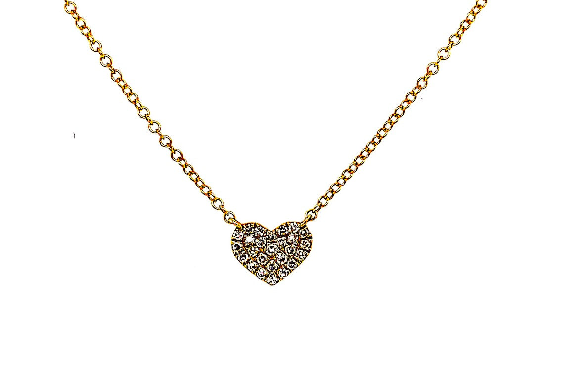 Tiny Pave Diamond Heart Necklace
