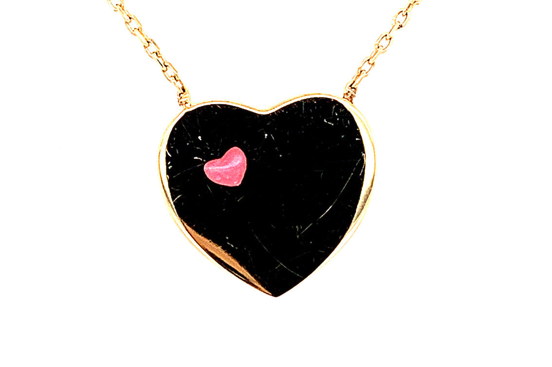 Gold and Enamel Heart Necklace