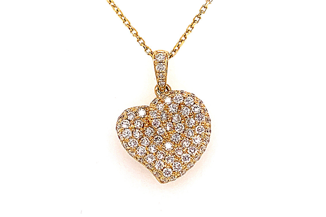 Small Graceful Pave Diamond Heart Necklace