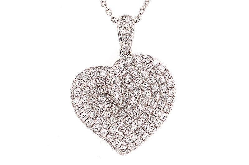 Large Graceful Pave Diamond Heart Necklace