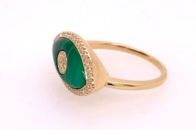 Malachite and Diamond Evil Eye Ring