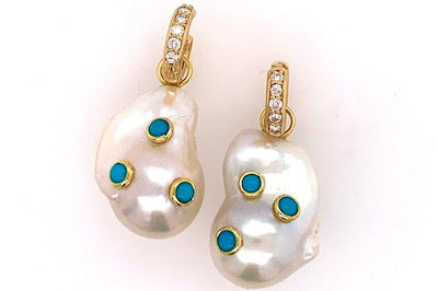 Pearl and Turquoise Charm Earrings