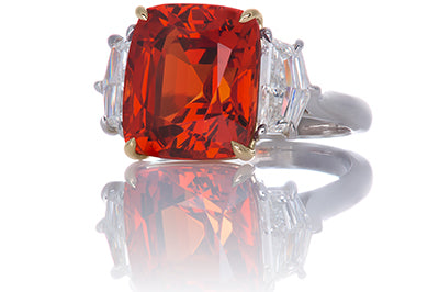 Mandarin Garnet and Pentagon Diamond Cocktail Ring