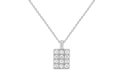 Petite Rectangle Pave Necklace