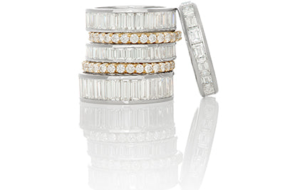 Selection of Baguette and Round Diamond Eternity Bands