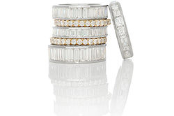Selection of Baguette and Round Diamond Eternity Bands