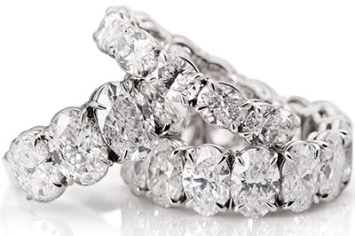 Selection of Platinum Oval Diamond Eternity Bands
