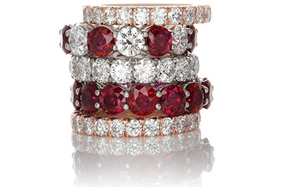 Selection of Ruby and Diamond Eternity Bands