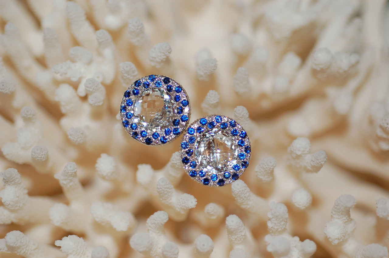 Diamond and Blue Sapphire Earrings